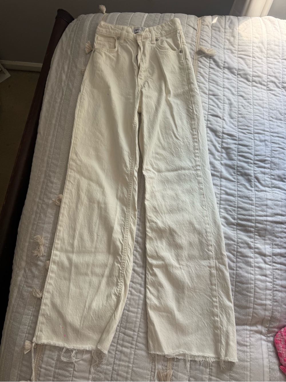 Zara White High-Rise Wide-Leg Jeans